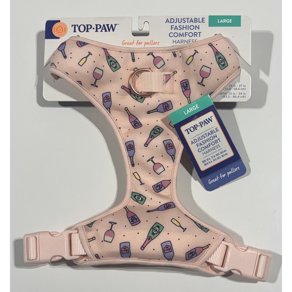 TOP PAW Dog Harness - Pink Champagne Wine Adjustable Comfort - Large - NEW NWT